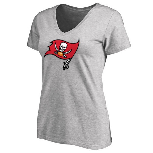 NFL Women's Tampa Bay Buccaneers Ash Primary Team Logo Slim Fit T-Shirt